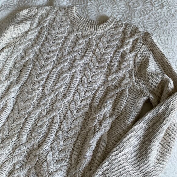 Old Navy Cream Cable Knit Sweater Men's Sz M - Picture 8 of 13